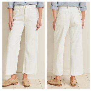 DL1961 Hepburn Wide-Leg High-Rise Ankle Jeans in Eggshell